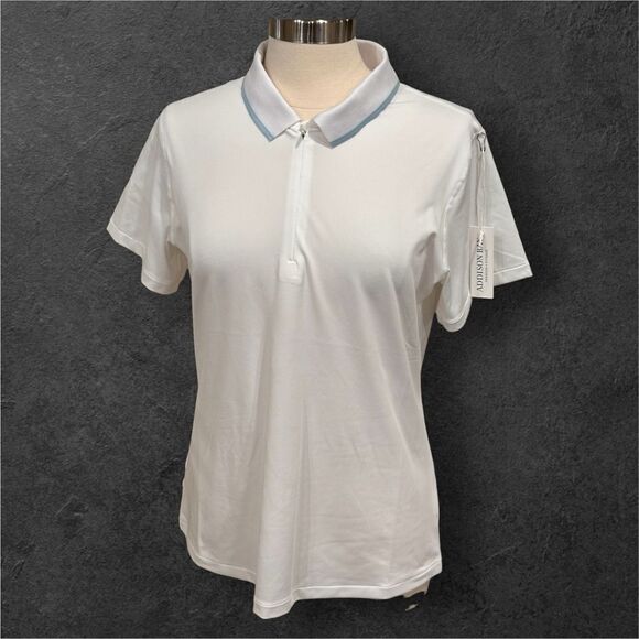 ADDISON BAY Women’s Courtside Polo Shirt in Size X-Large in Vintage White/Blue - Picture 6 of 6